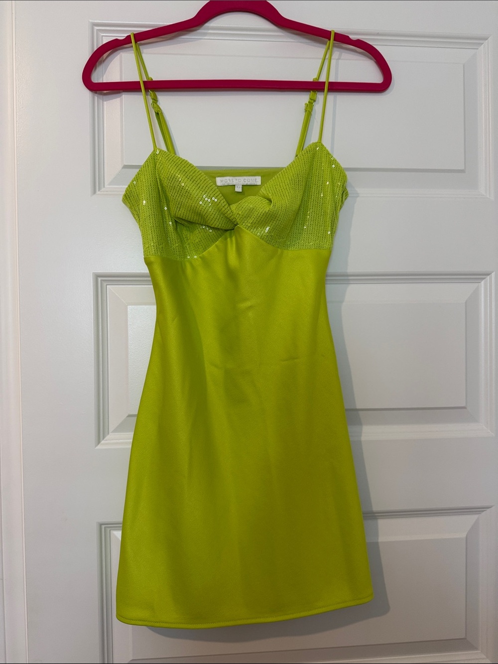 Nasty Gal Lime Green Sequin Bust Mini Dress